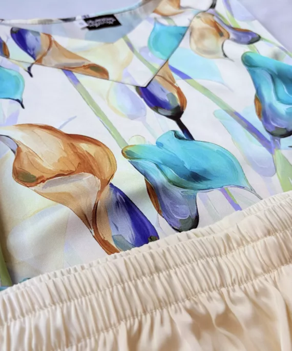 Ocean Lily Satin Pyjama Set – view 2